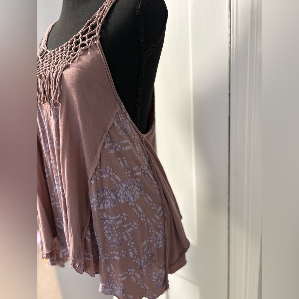 Free People Retired Vintage Boho Chic Mauve Tank Top - Picture 3 of 8